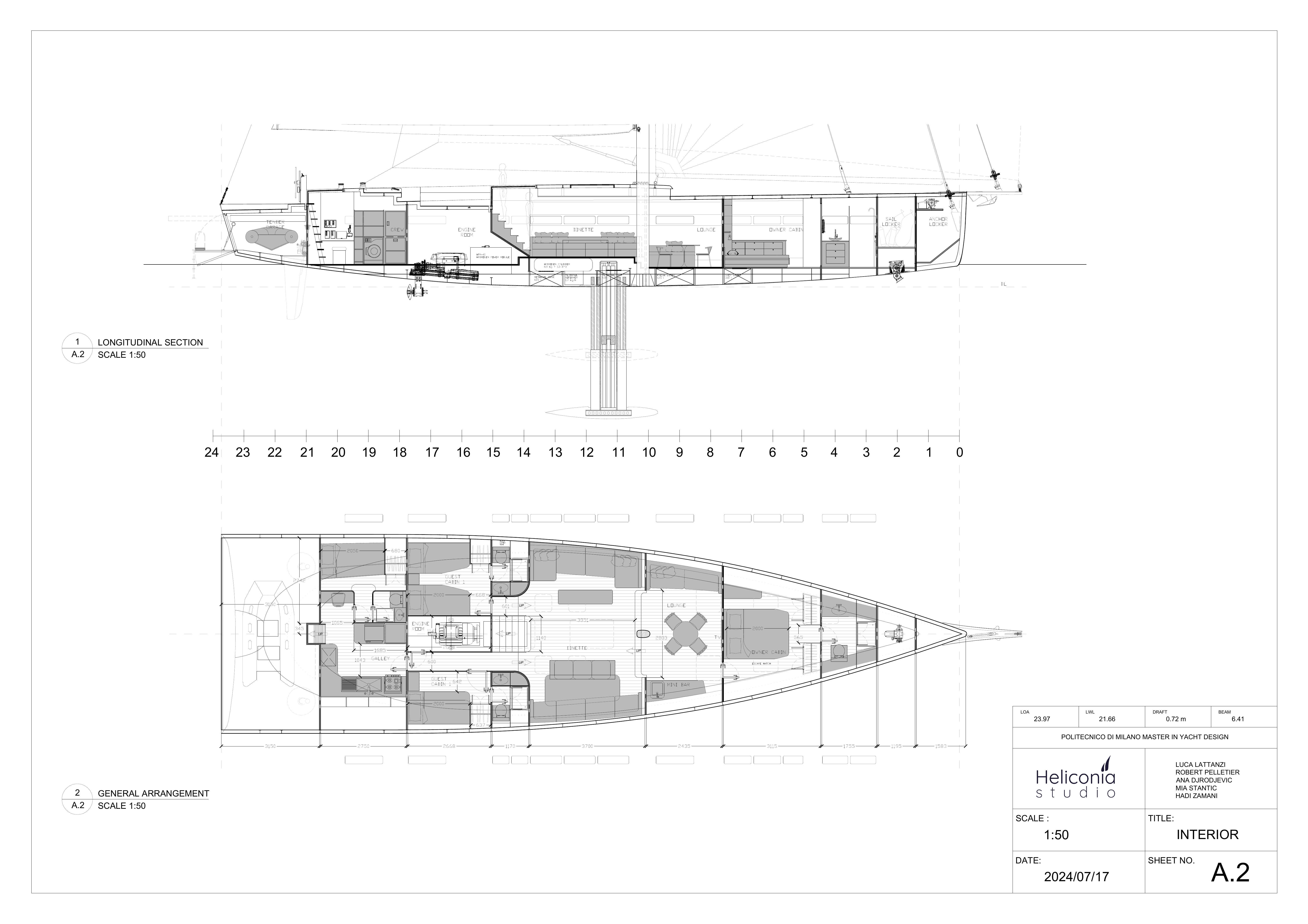 Interior Rendering: Gangway · Interior Rendering: Dinette · Interior Rendering: Main Cabin