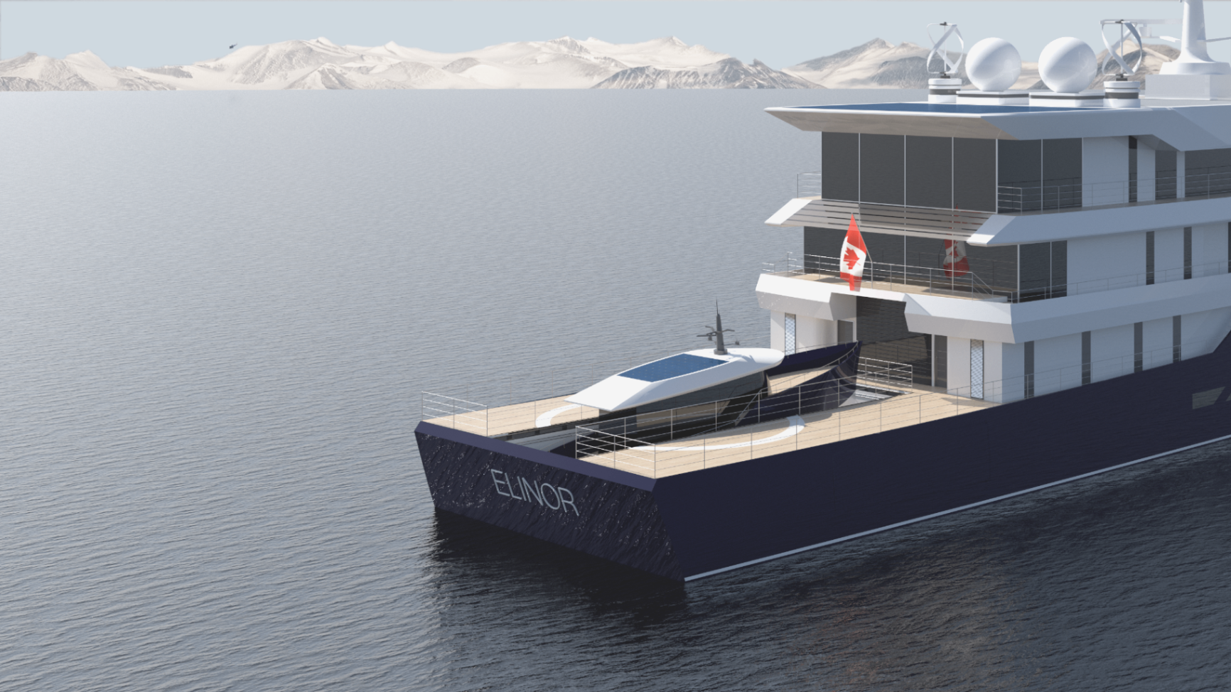 Exterior Render: Tender Stowed