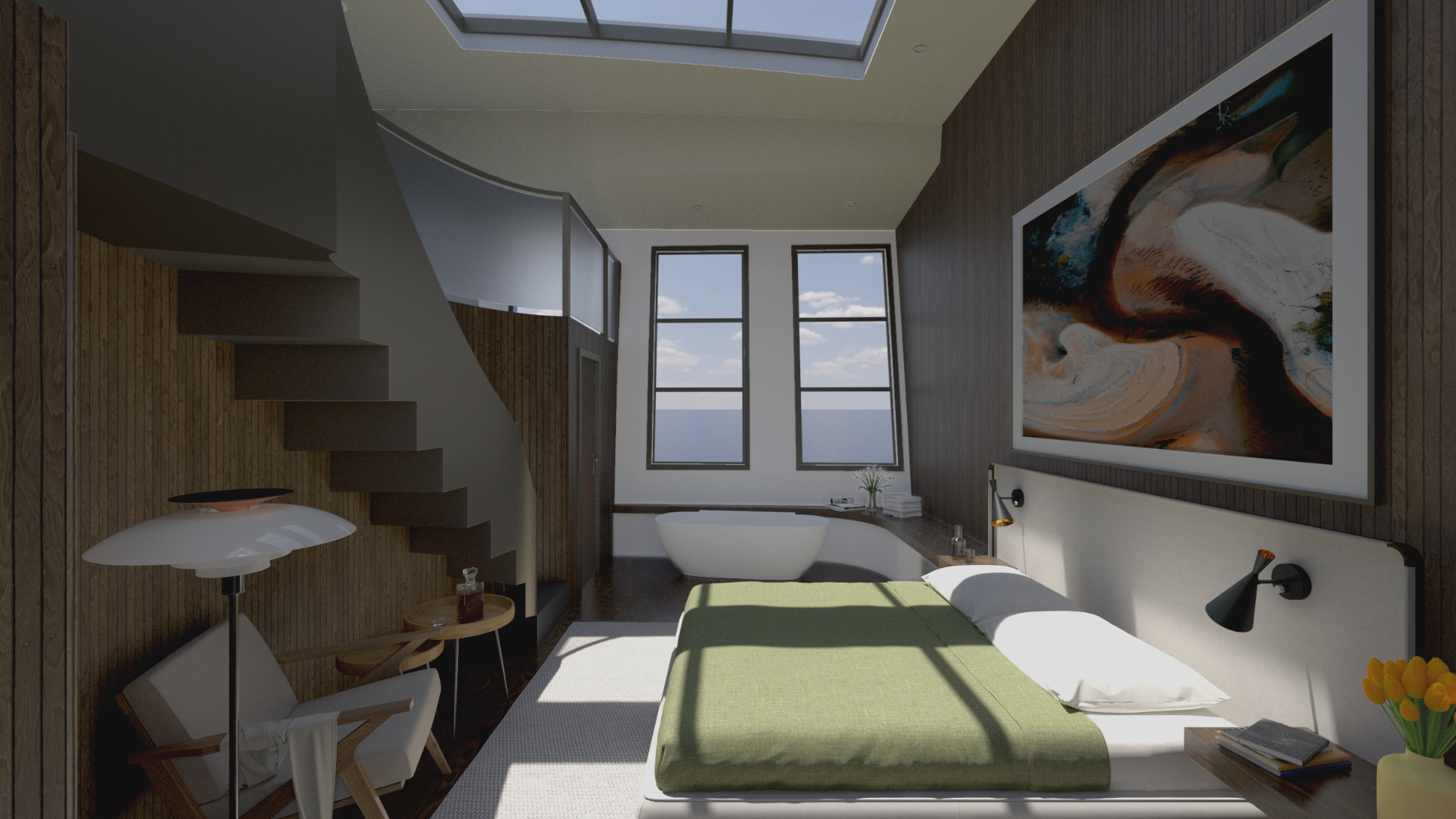 Interior Render: Owner's Cabin